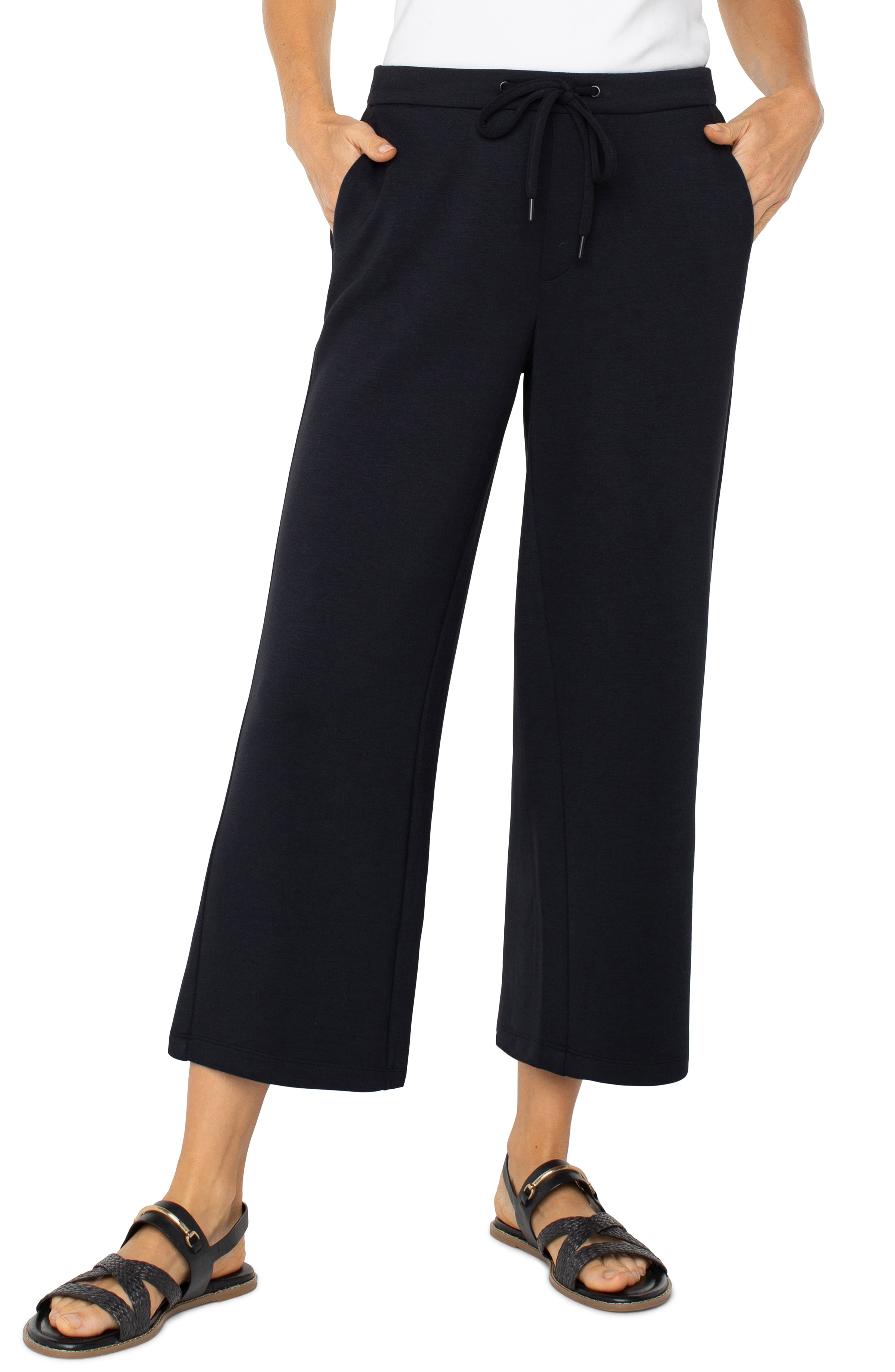 PULL ON WIDE LEG CROP TROUSER