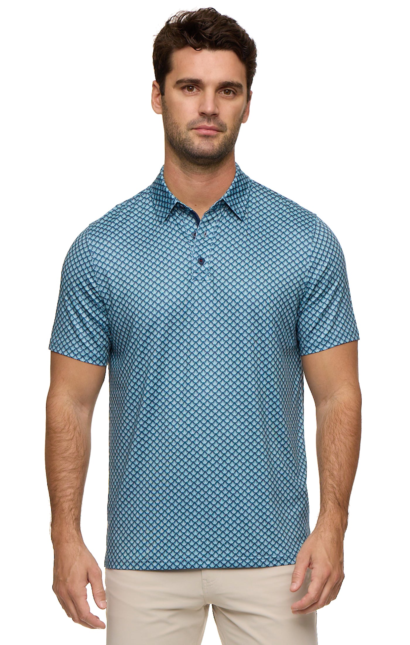 Fridley Ss Agave Print Performance Polo