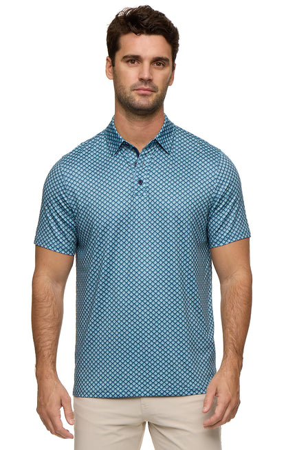 Fridley Ss Agave Print Performance Polo