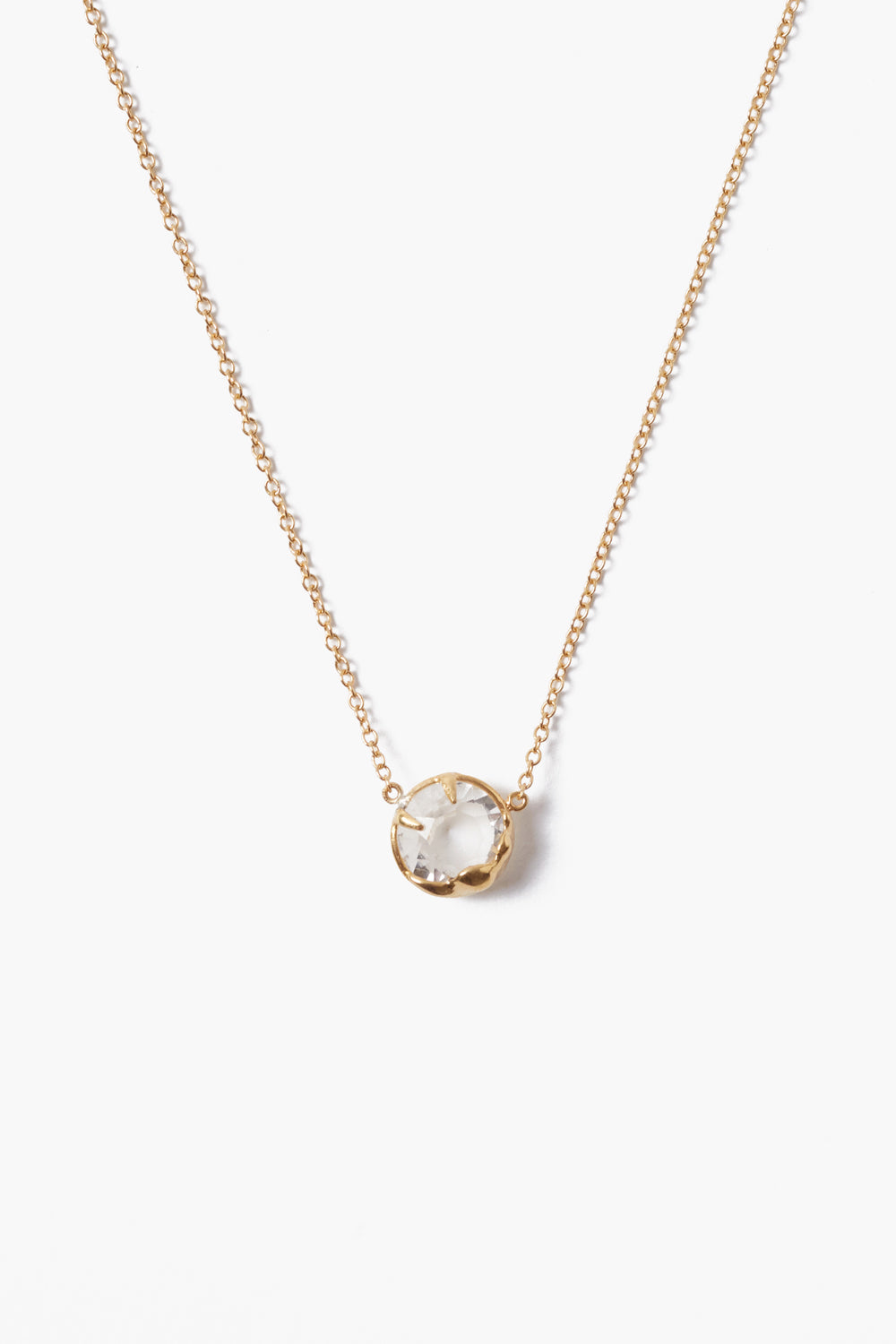 18K Prong Set Crystal Pendant Necklace with green crystal on gold chain, CHAN LUU, Women's Jewelry