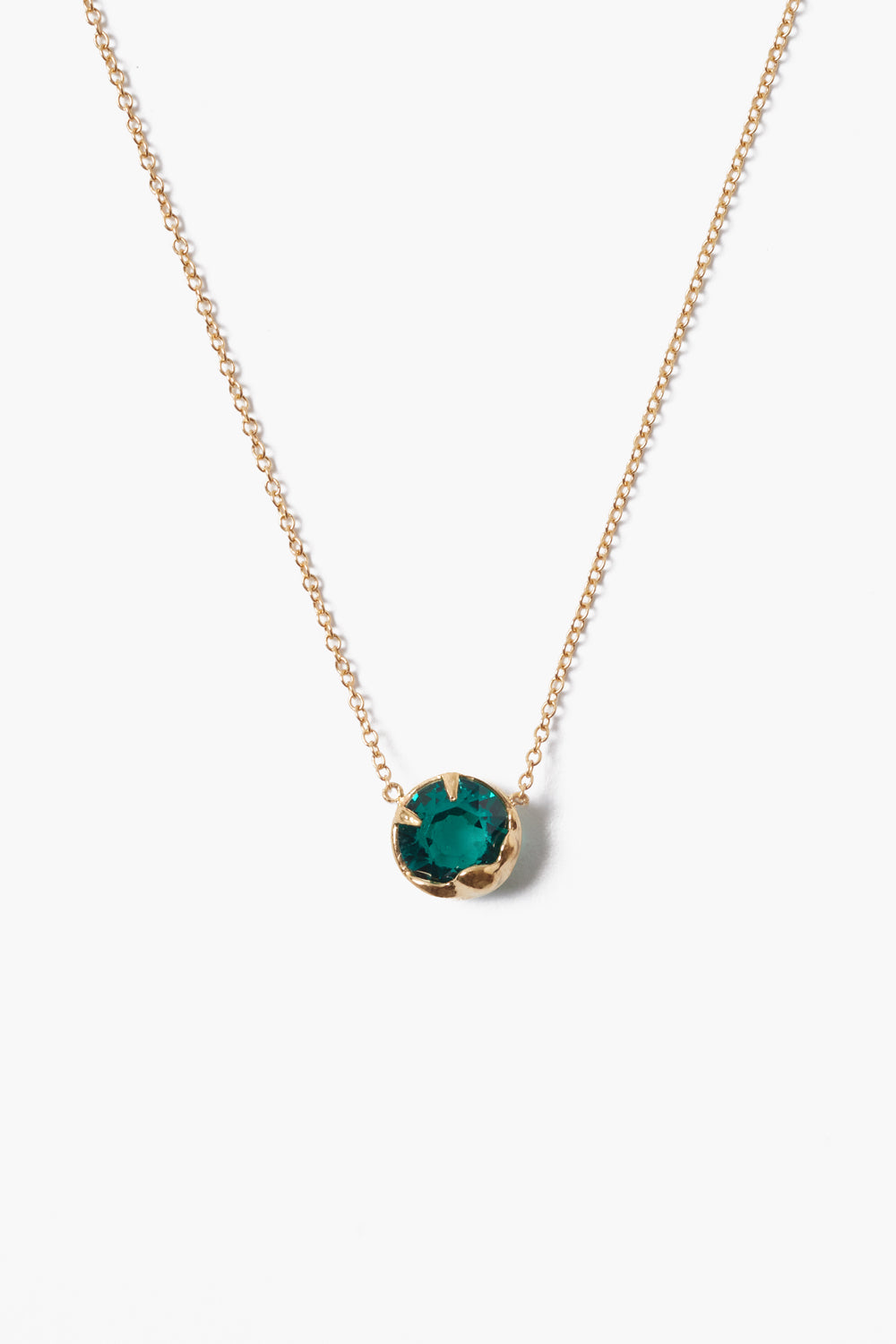 18K Prong Set Crystal Pendant Necklace with green crystal on gold chain, CHAN LUU, Women's Jewelry