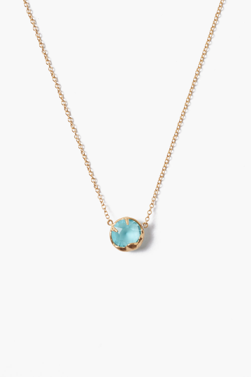 18K Prong Set Crystal Pendant Necklace with green crystal on gold chain, CHAN LUU, Women's Jewelry
