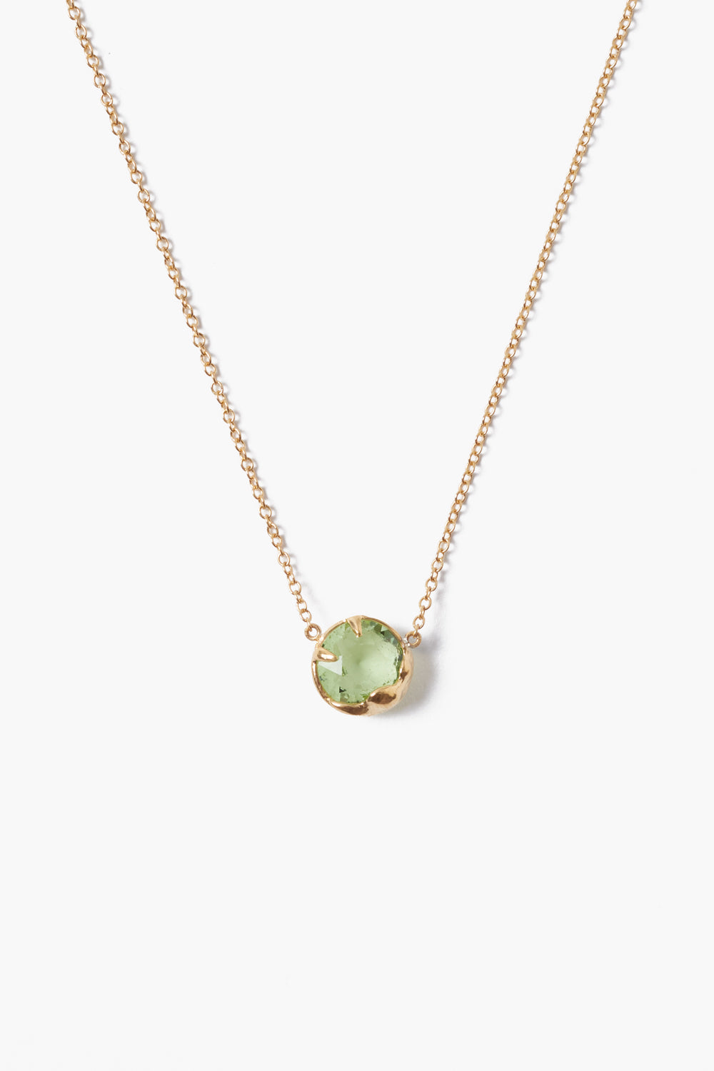 18K Prong Set Crystal Pendant Necklace with green crystal on gold chain, CHAN LUU, Women's Jewelry