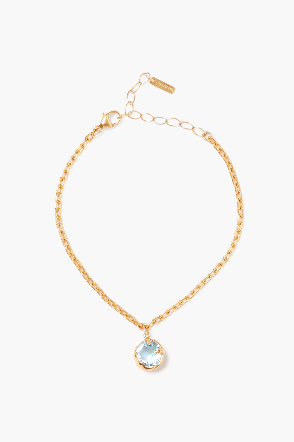 Prong Set Crystal Bracelet with gold chain and pink crystal by CHAN LUU Women's Jewelry HCO