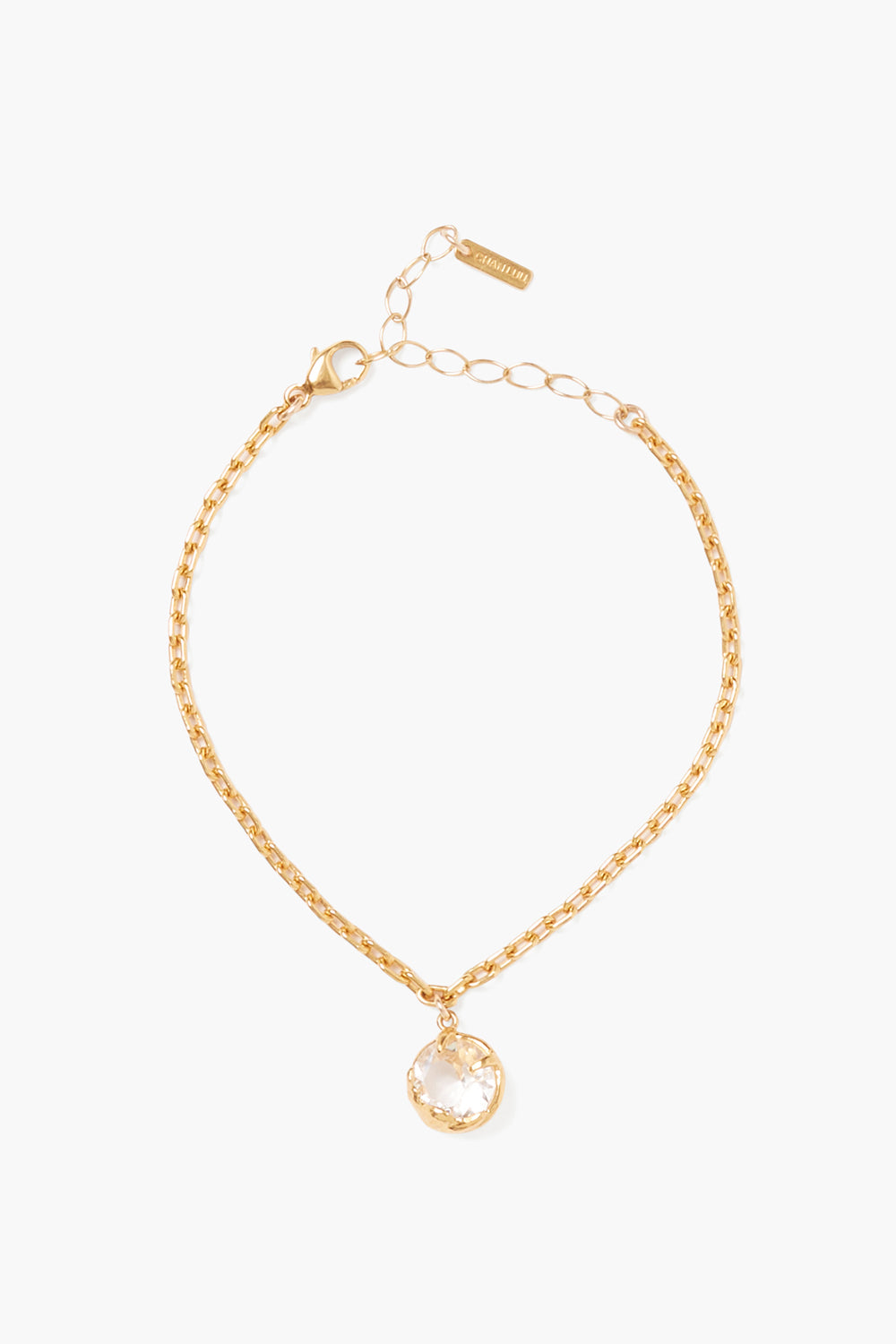 Prong Set Crystal Bracelet with gold chain and pink crystal by CHAN LUU Women's Jewelry HCO