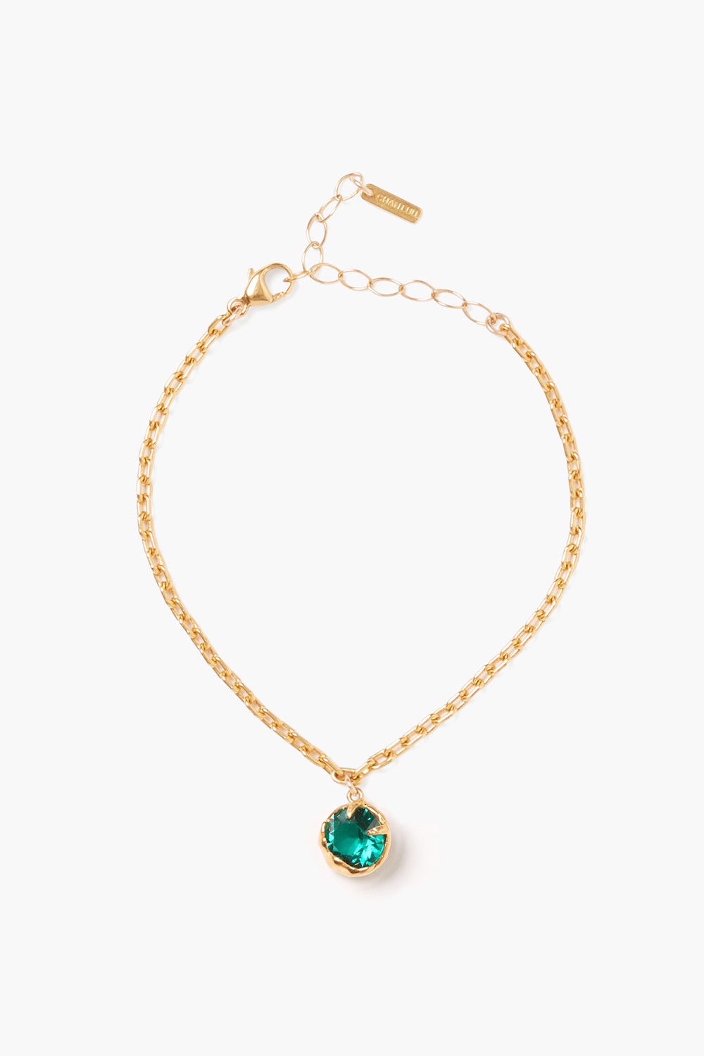 Prong Set Crystal Bracelet with gold chain and pink crystal by CHAN LUU Women's Jewelry HCO