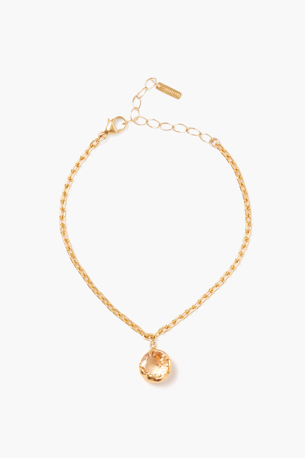 Prong Set Crystal Bracelet with gold chain and pink crystal by CHAN LUU Women's Jewelry HCO