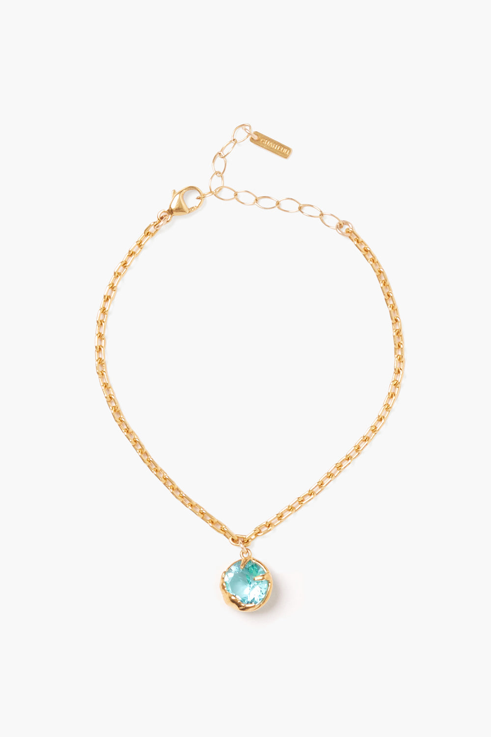 Prong Set Crystal Bracelet with gold chain and pink crystal by CHAN LUU Women's Jewelry HCO