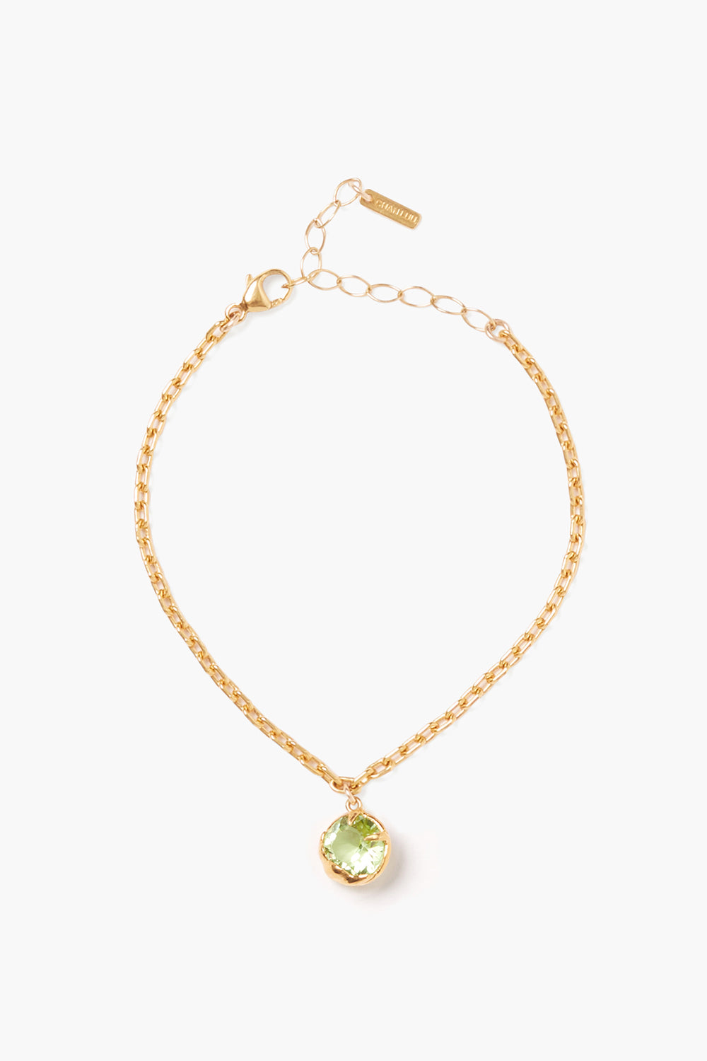Prong Set Crystal Bracelet with gold chain and pink crystal by CHAN LUU Women's Jewelry HCO