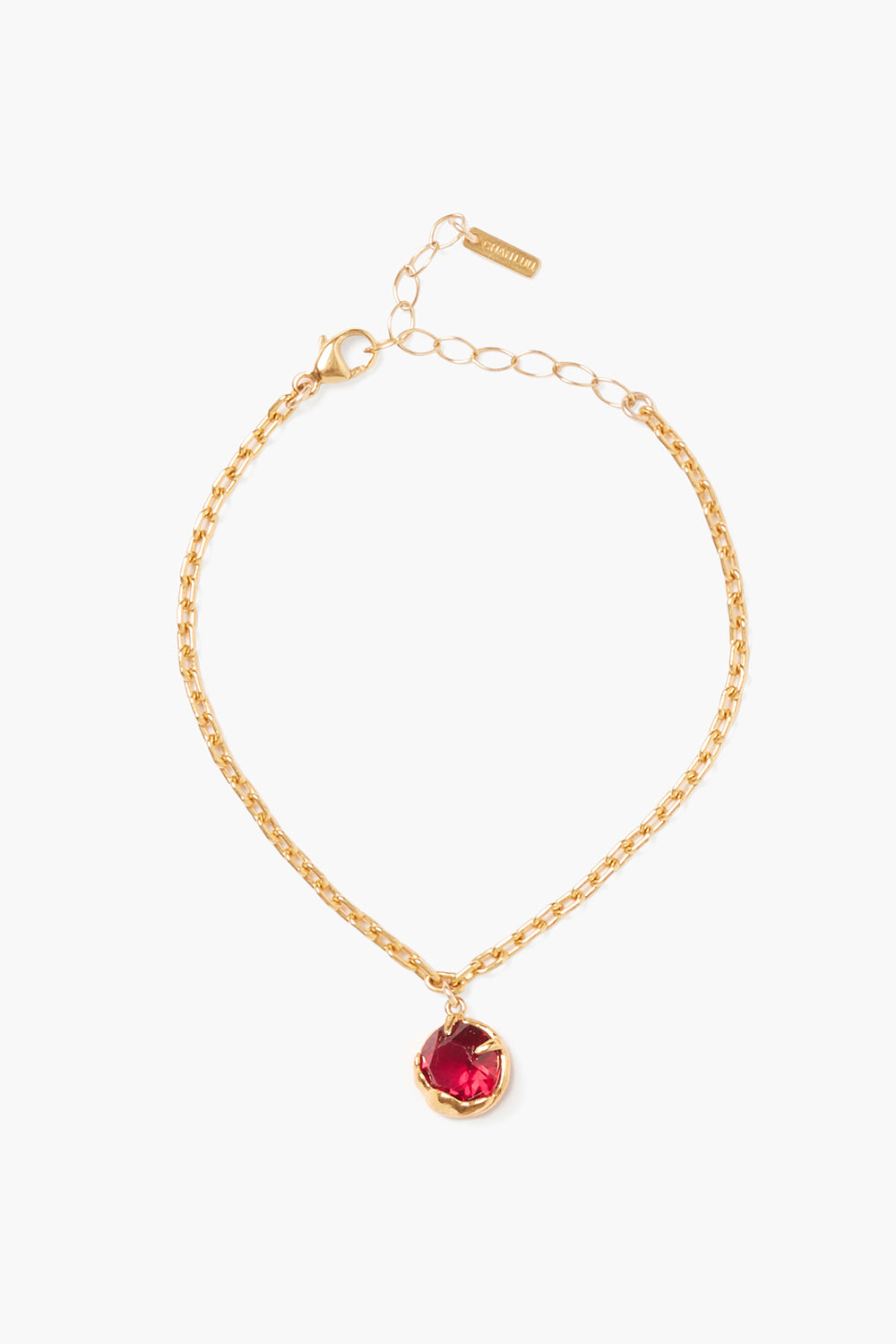 Prong Set Crystal Bracelet with gold chain and pink crystal by CHAN LUU Women's Jewelry HCO