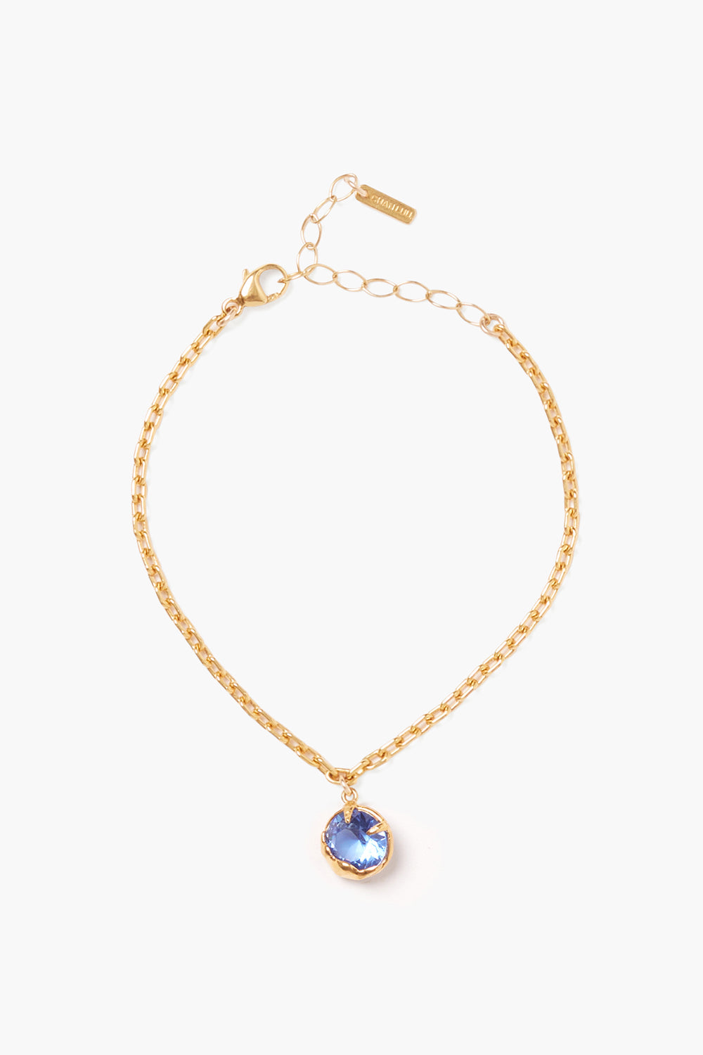 Prong Set Crystal Bracelet with gold chain and pink crystal by CHAN LUU Women's Jewelry HCO