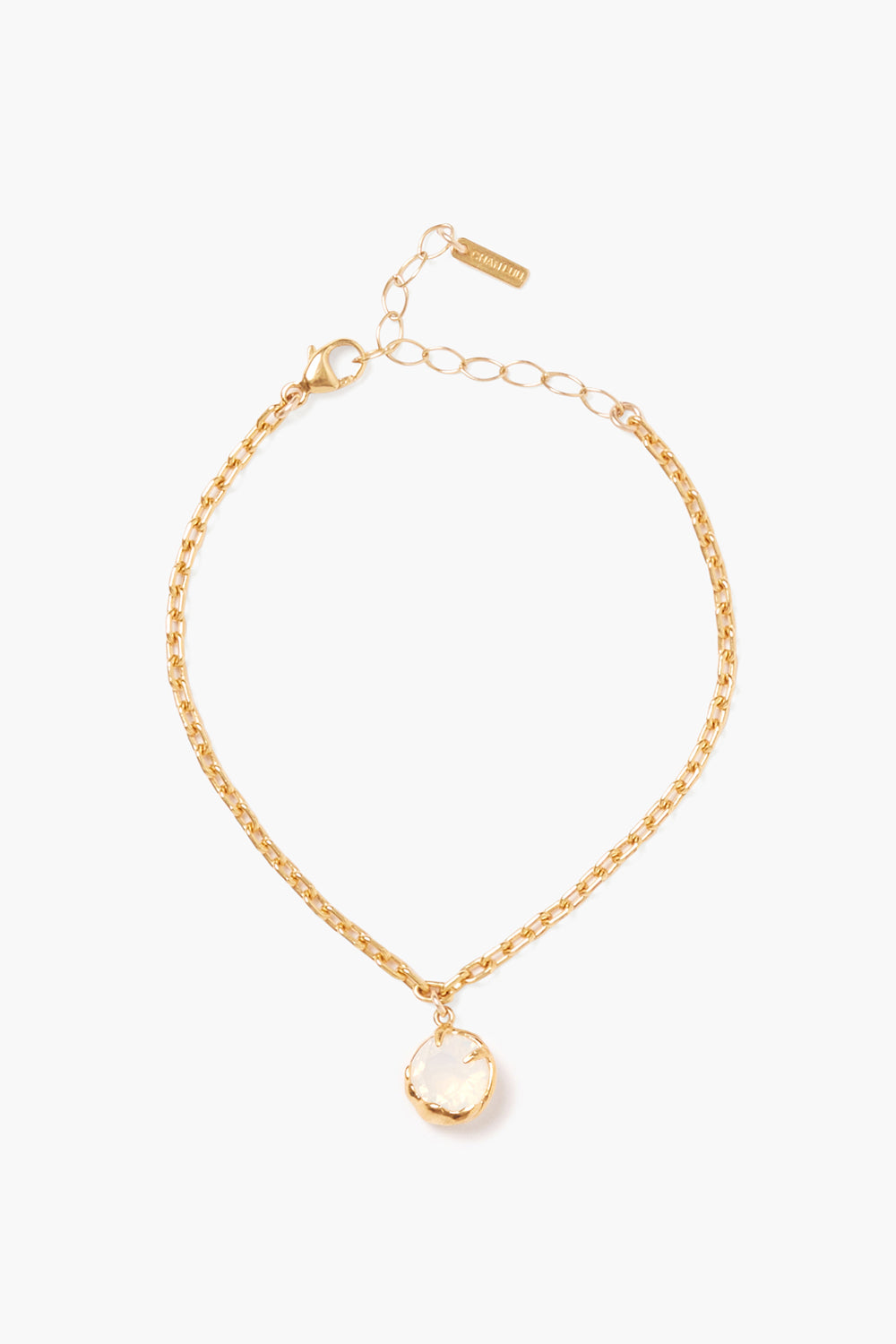 Prong Set Crystal Bracelet with gold chain and pink crystal by CHAN LUU Women's Jewelry HCO