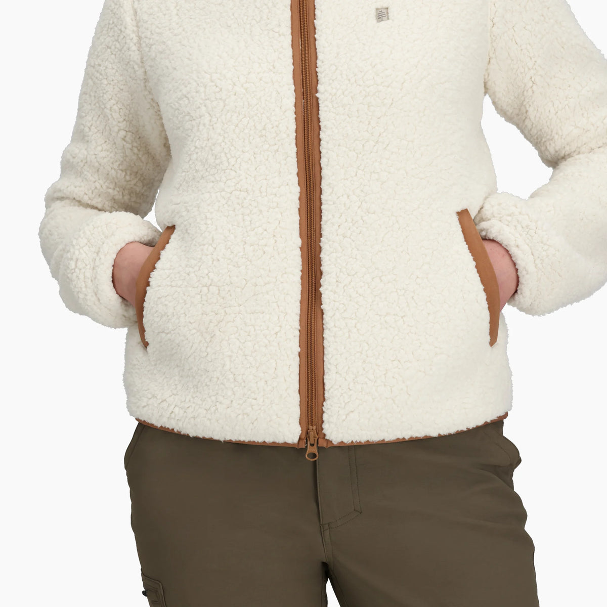 Women's Palisades Jacket by ROYAL ROBBINS in beige and brown fleece