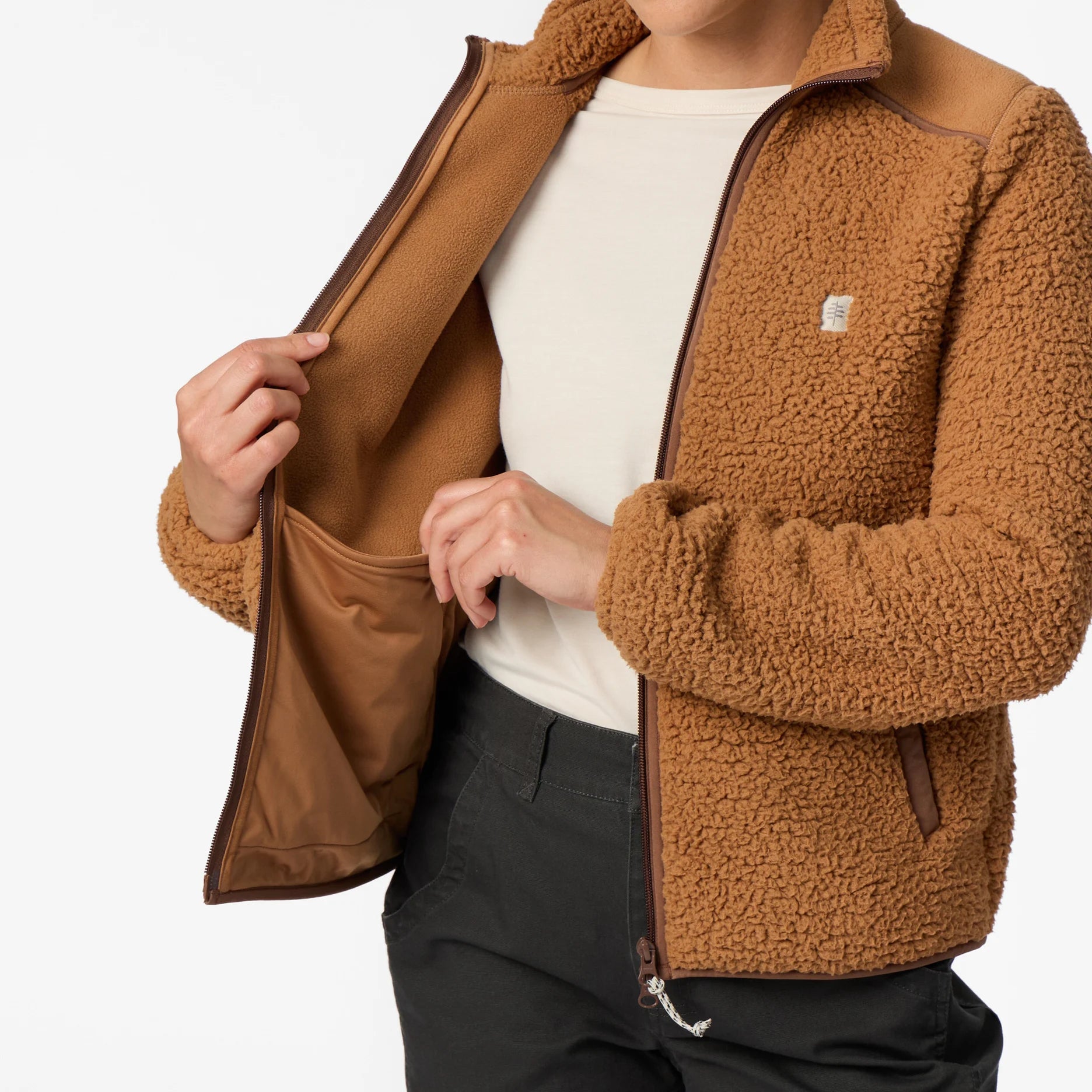 Women's Palisades Jacket by ROYAL ROBBINS in Beige and Brown fleece