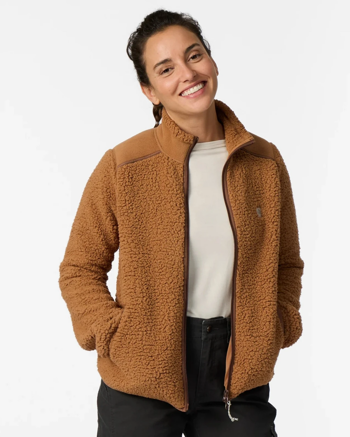 Women's Palisades Jacket by ROYAL ROBBINS in Beige and Brown fleece