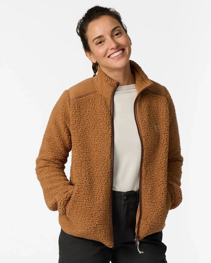 Women's Palisades Jacket by ROYAL ROBBINS in Beige and Brown fleece