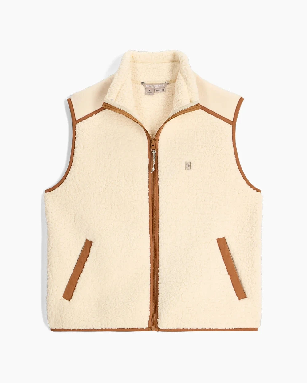 Women's Palisades Vest by ROYAL ROBBINS in beige sherpa fleece