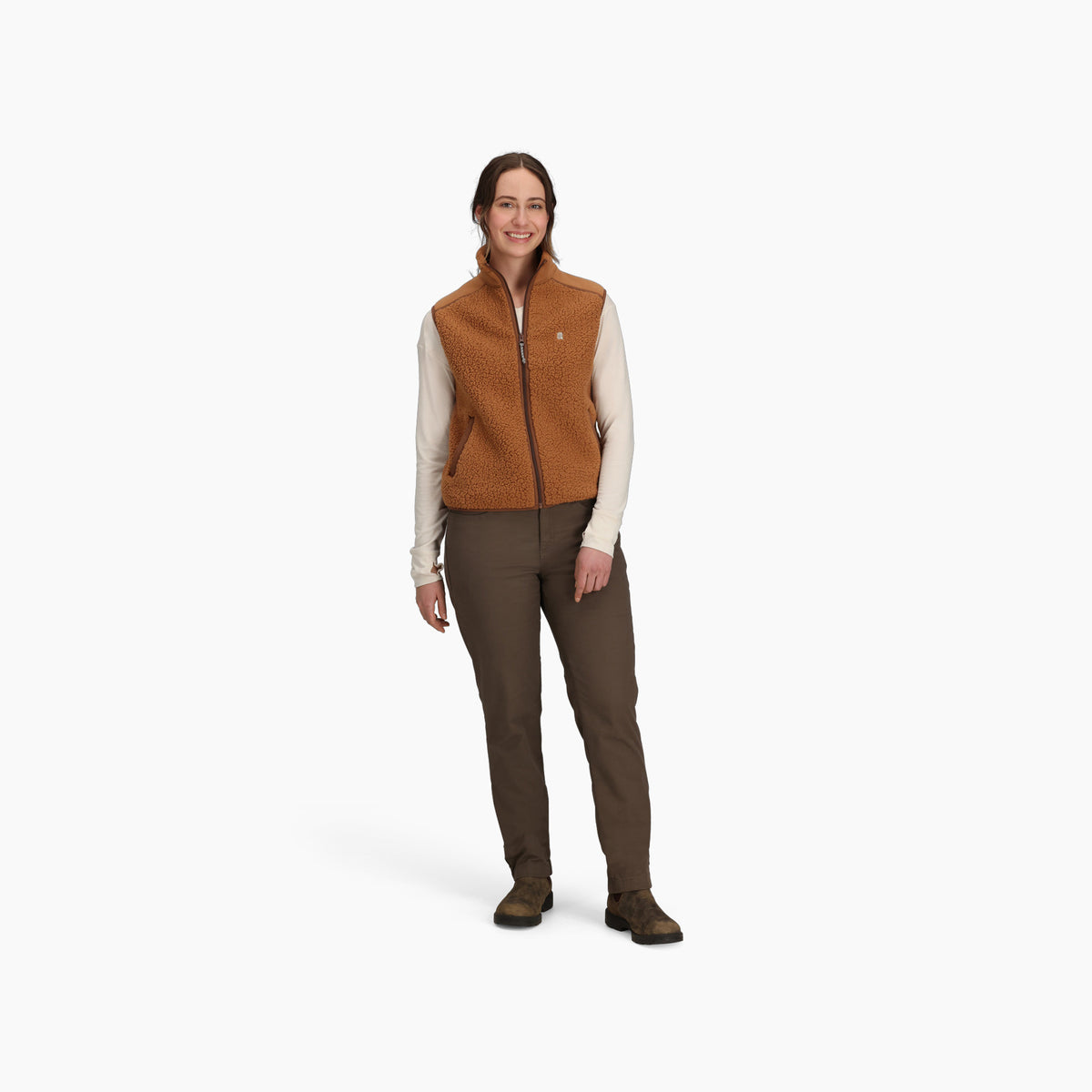 Women's Palisades Vest by ROYAL ROBBINS, Beige and Brown fleece layering vest