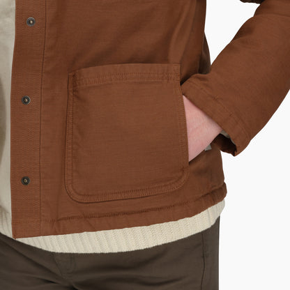 Women's El Cap Canvas Shacket by ROYAL ROBBINS, brown canvas with front pocket