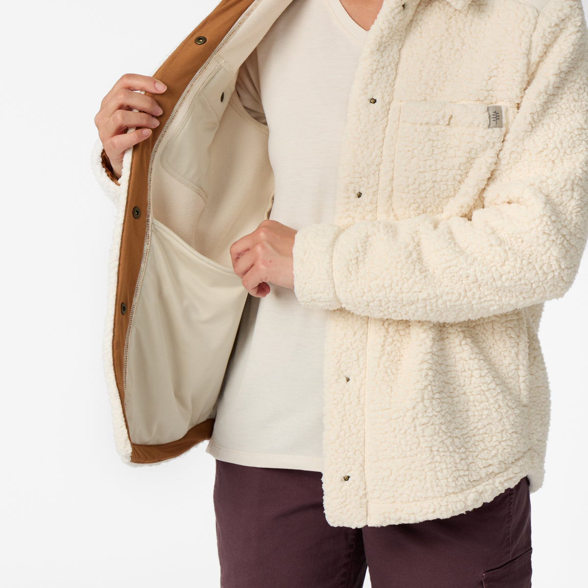 Womem's Palisades Shacket by ROYAL ROBBINS, beige fleece layer