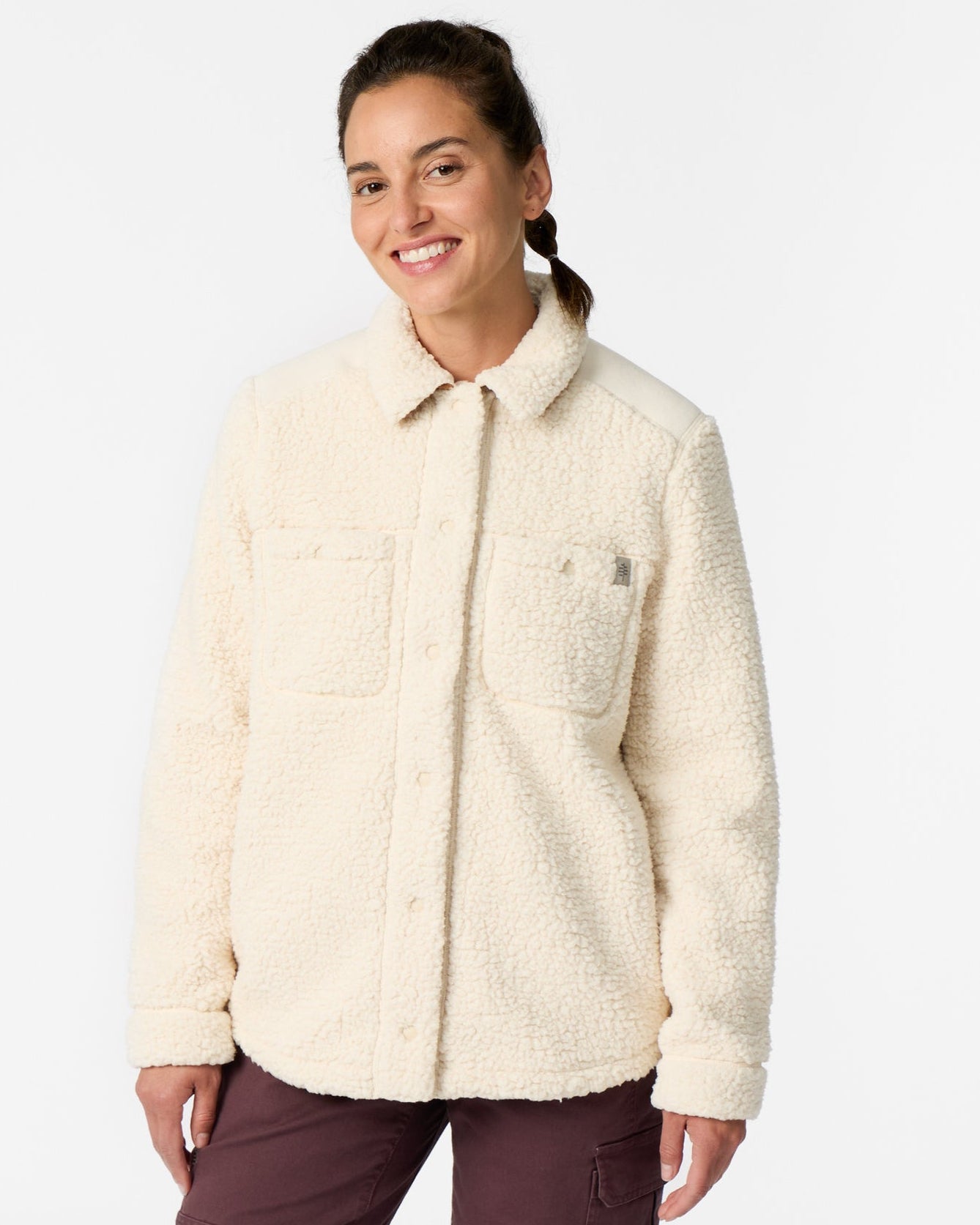 Womem's Palisades Shacket by ROYAL ROBBINS, beige fleece jacket