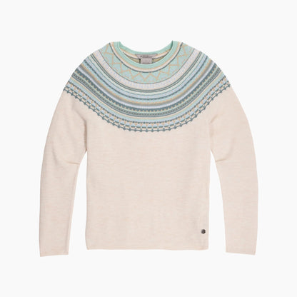 Women's Westlands Fairisle Crew by ROYAL ROBBINS, cream striped geometric sweater