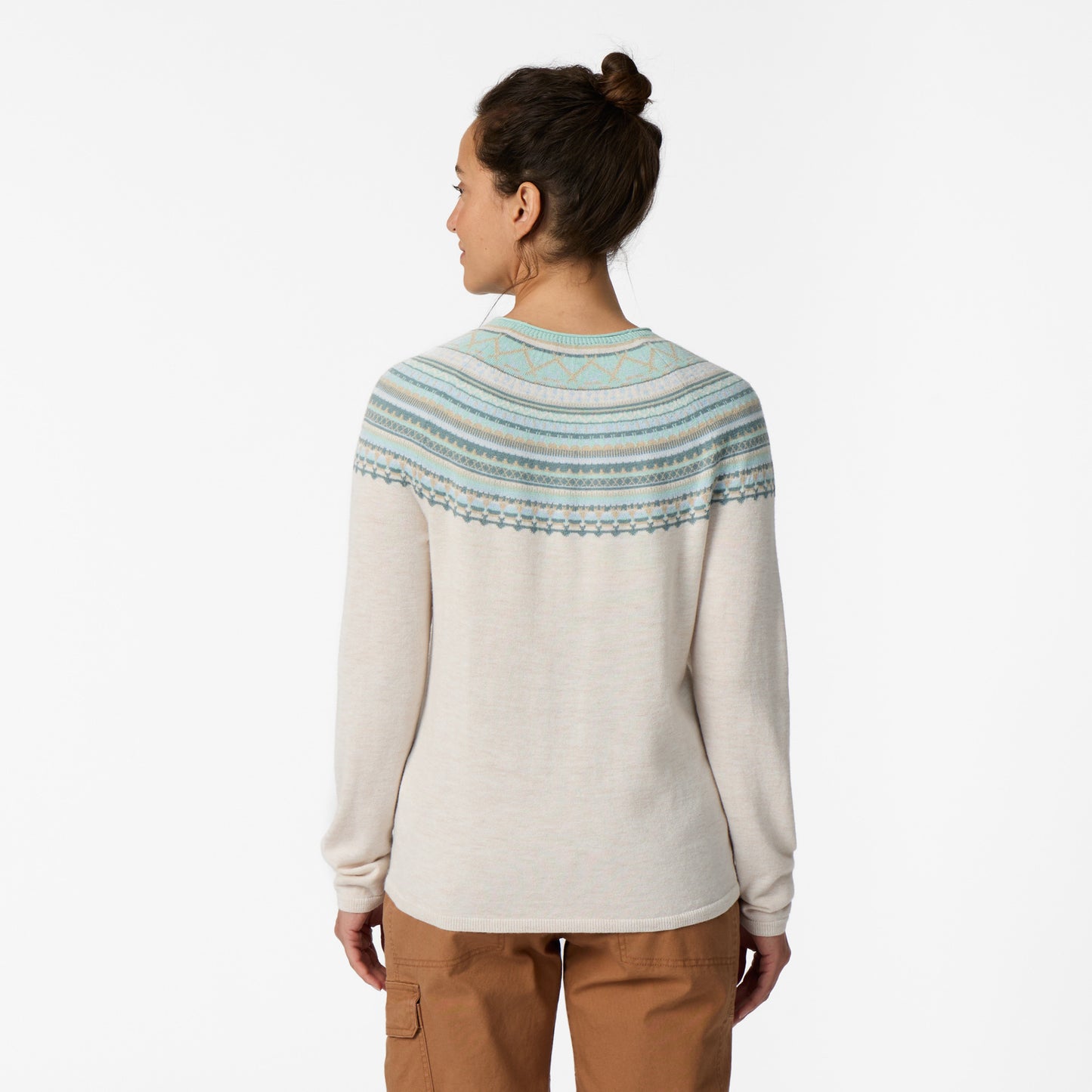 Women's Westlands Fairisle Crew by ROYAL ROBBINS, striped geometric sweater back