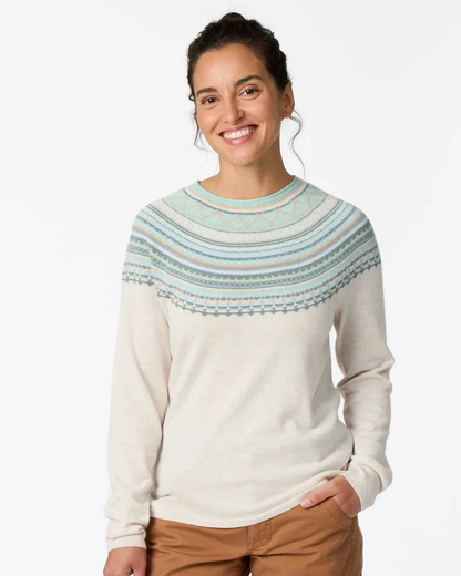 Women's Westlands Fairisle Crew by ROYAL ROBBINS in cream Merino wool sweater