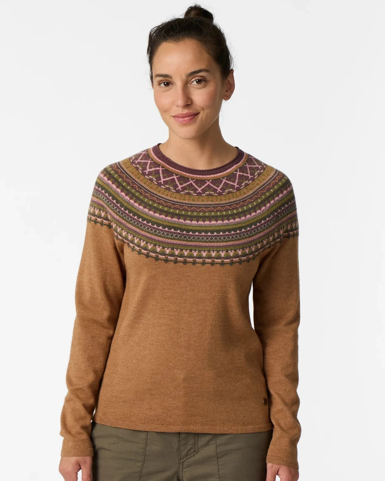 Women's Westlands Fairisle Crew by ROYAL ROBBINS, striped geometric Merino wool sweater