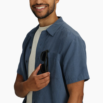 Desert Pucker Dry Short Sleeve - Collins Blue quick drying men's shirt with UV protection